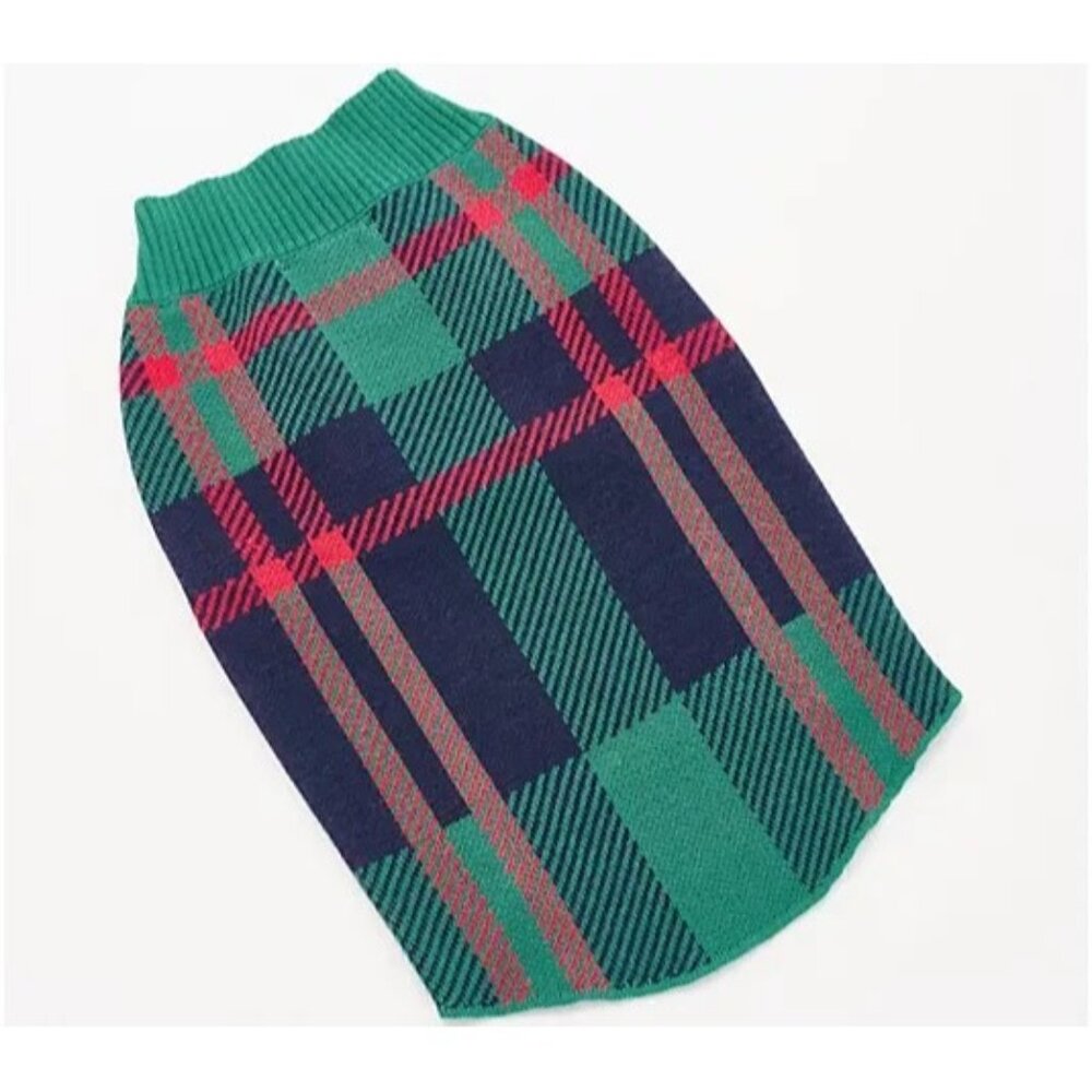 Studio Bark x Alberti Popaj Festive Plaid Dog Sweater Evengreen X-Small A626098